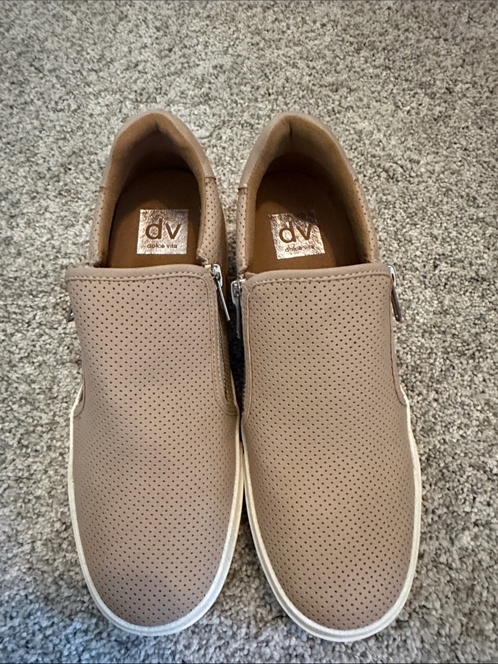 DV by Dolce Vita women’s  Taupe Perforated Slip-On Sneakers